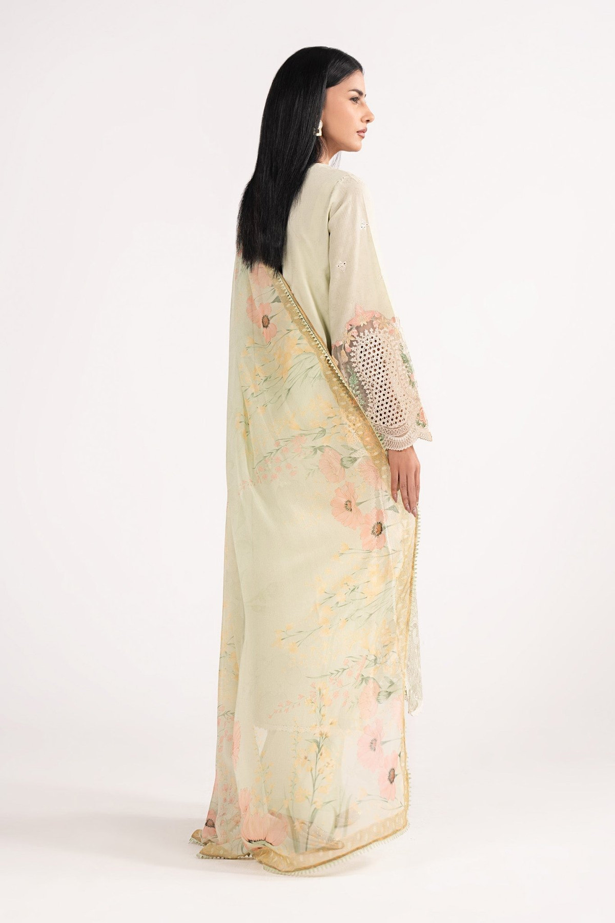 Maria B | RTW | 3 Piece Embroidered Dobby Lawn Suit-Brand:Maria B-Type:Luxury Pret-Green - House of Maryam- Buy in UK, USA