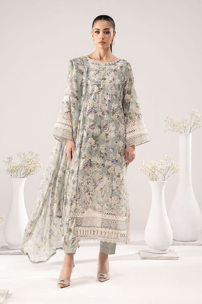 Maria B | RTW | 3 Piece Embroidered Dobby Lawn Suit-Brand:Maria B-Type:Luxury Pret-Green - House of Maryam- Buy in UK, USA