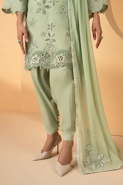 Maria B | RTW | 3 Piece Embroidered Dobby Lawn Suit-Brand:Maria B-Type:Luxury Pret-Green - House of Maryam- Buy in UK, USA