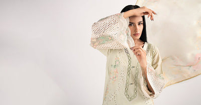 Maria B | RTW | 3 Piece Embroidered Dobby Lawn Suit-Brand:Maria B-Type:Luxury Pret-Green - House of Maryam- Buy in UK, USA