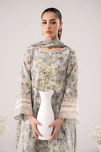 Maria B | RTW | 3 Piece Embroidered Dobby Lawn Suit-Brand:Maria B-Type:Luxury Pret-Green - House of Maryam- Buy in UK, USA
