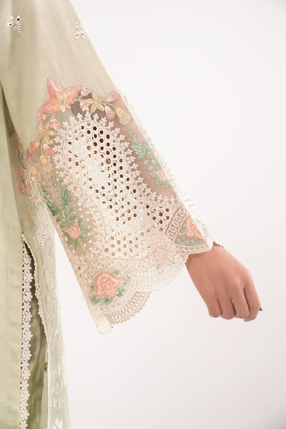 Maria B | RTW | 3 Piece Embroidered Dobby Lawn Suit-Brand:Maria B-Type:Luxury Pret-Green - House of Maryam- Buy in UK, USA