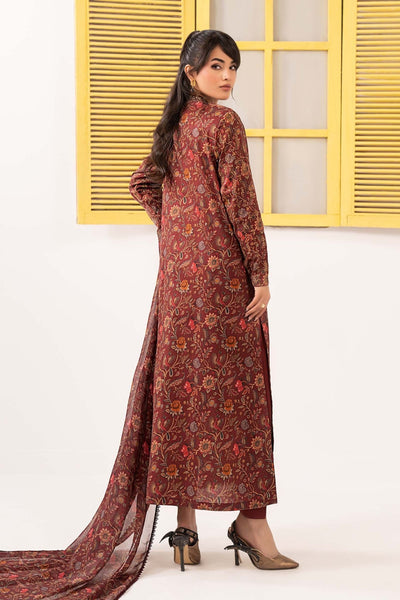 Maria B | RTW | 3 Piece Embroidered Dobby Lawn Suit-Brand:Maria B-Type:Luxury Pret-Maroon - House of Maryam- Buy in UK, USA