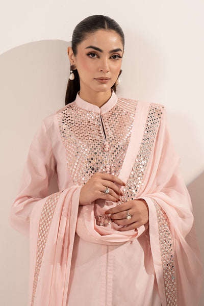 Maria B | RTW | 3 Piece Embroidered Dobby Lawn Suit-Brand:Maria B-Type:Luxury Pret-Pink - House of Maryam- Buy in UK, USA