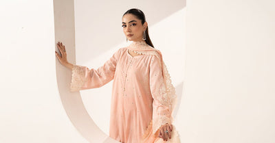 Maria B | RTW | 3 Piece Embroidered Dobby Lawn Suit-Brand:Maria B-Type:Luxury Pret-Pink - House of Maryam- Buy in UK, USA