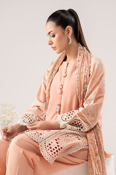 Maria B | RTW | 3 Piece Embroidered Dobby Lawn Suit-Brand:Maria B-Type:Luxury Pret-Pink - House of Maryam- Buy in UK, USA