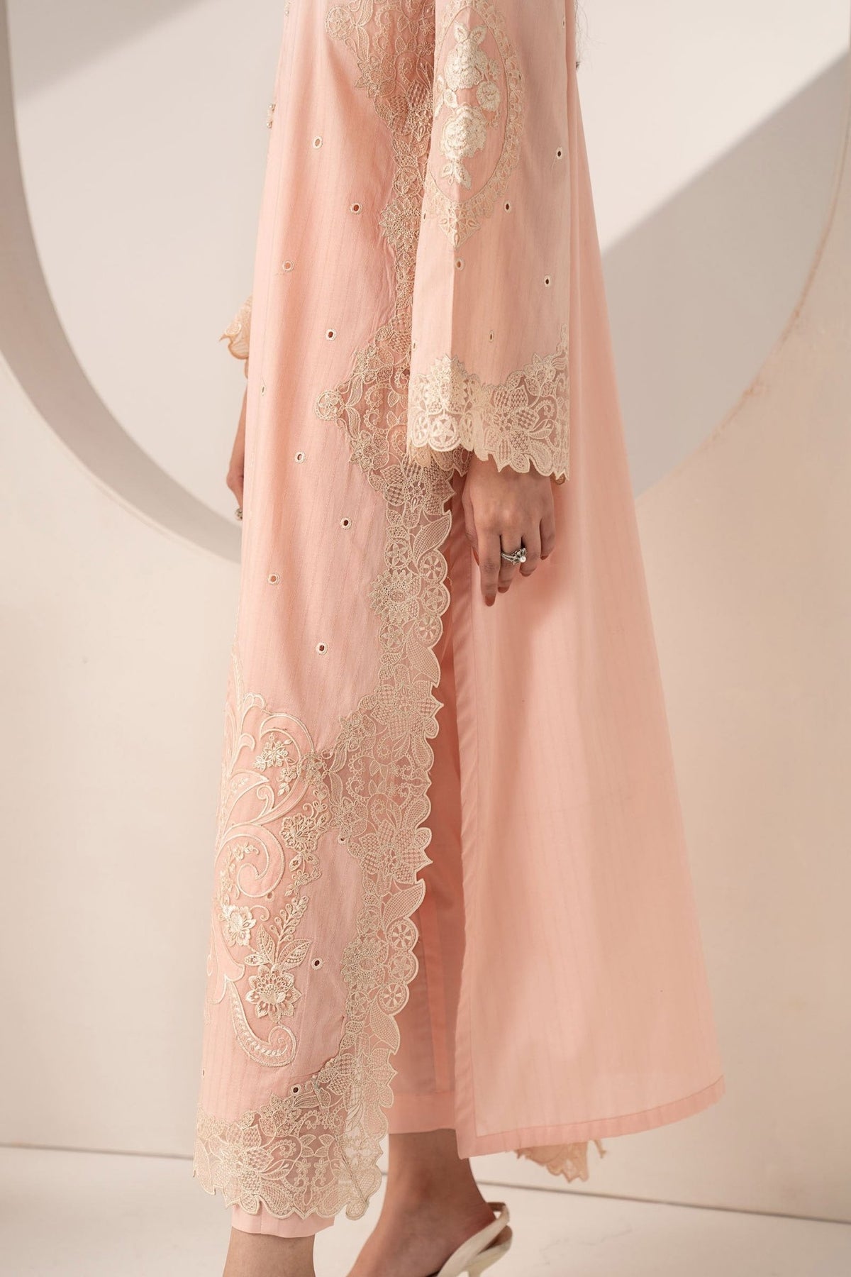 Maria B | RTW | 3 Piece Embroidered Dobby Lawn Suit-Brand:Maria B-Type:Luxury Pret-Pink - House of Maryam- Buy in UK, USA