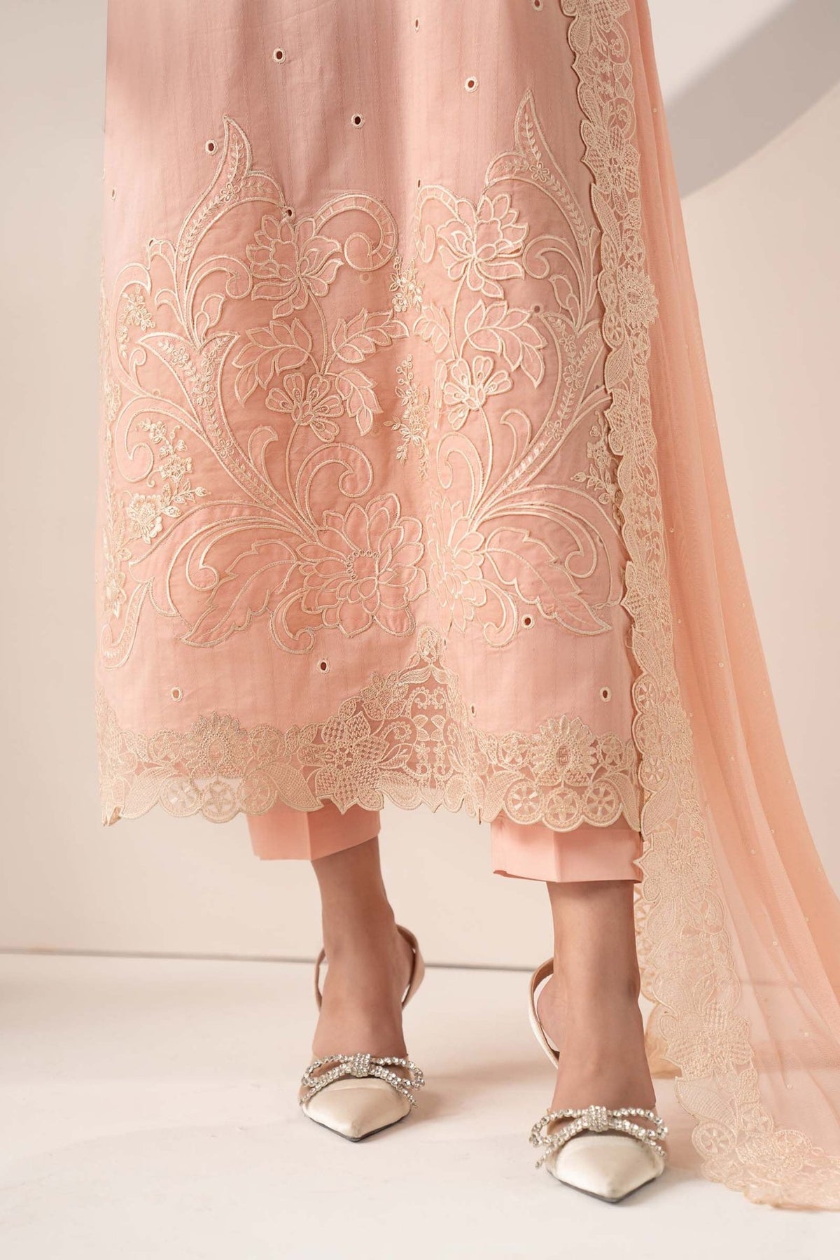 Maria B | RTW | 3 Piece Embroidered Dobby Lawn Suit-Brand:Maria B-Type:Luxury Pret-Pink - House of Maryam- Buy in UK, USA