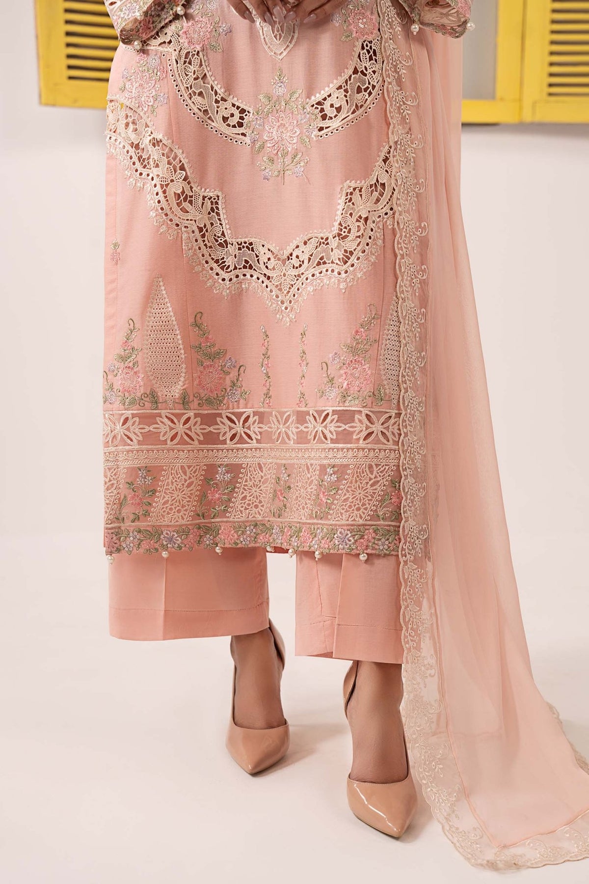 Maria B | RTW | 3 Piece Embroidered Dobby Lawn Suit-Brand:Maria B-Type:Luxury Pret-Pink - House of Maryam- Buy in UK, USA