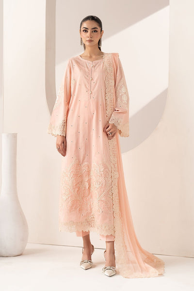 Maria B | RTW | 3 Piece Embroidered Dobby Lawn Suit-Brand:Maria B-Type:Luxury Pret-Pink - House of Maryam- Buy in UK, USA