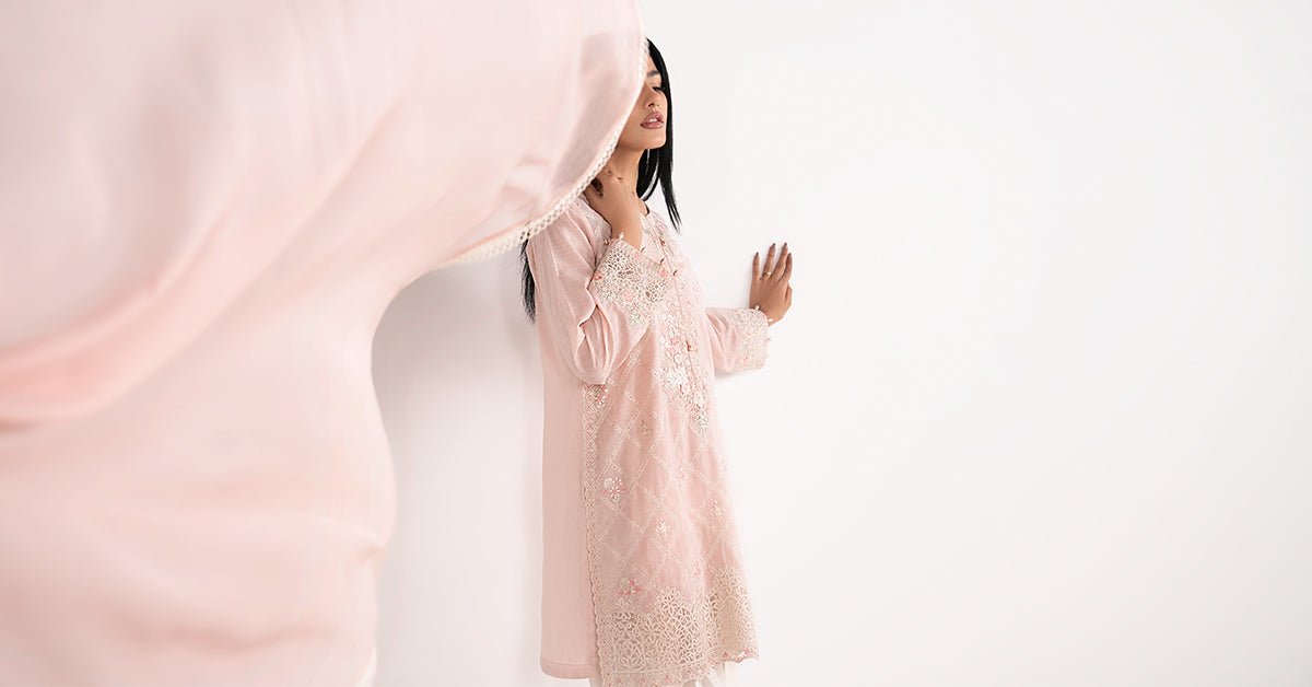 Maria B | RTW | 3 Piece Embroidered Dobby Lawn Suit-Brand:Maria B-Type:Luxury Pret-Pink - House of Maryam- Buy in UK, USA