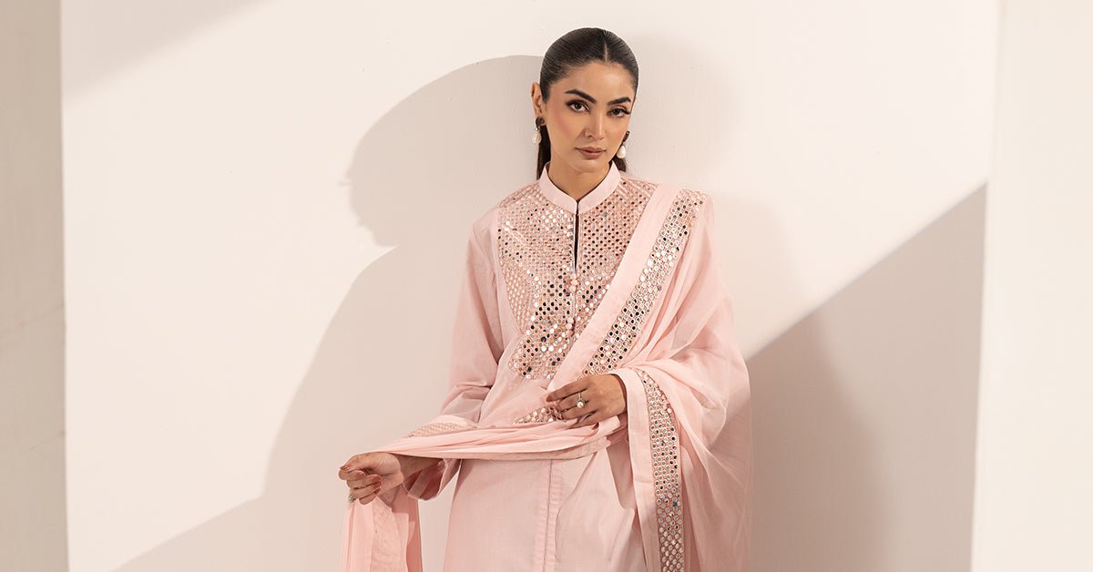 Maria B | RTW | 3 Piece Embroidered Dobby Lawn Suit-Brand:Maria B-Type:Luxury Pret-Pink - House of Maryam- Buy in UK, USA