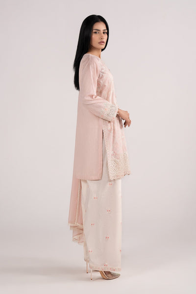 Maria B | RTW | 3 Piece Embroidered Dobby Lawn Suit-Brand:Maria B-Type:Luxury Pret-Pink - House of Maryam- Buy in UK, USA