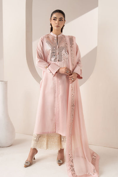 Maria B | RTW | 3 Piece Embroidered Dobby Lawn Suit-Brand:Maria B-Type:Luxury Pret-Pink - House of Maryam- Buy in UK, USA