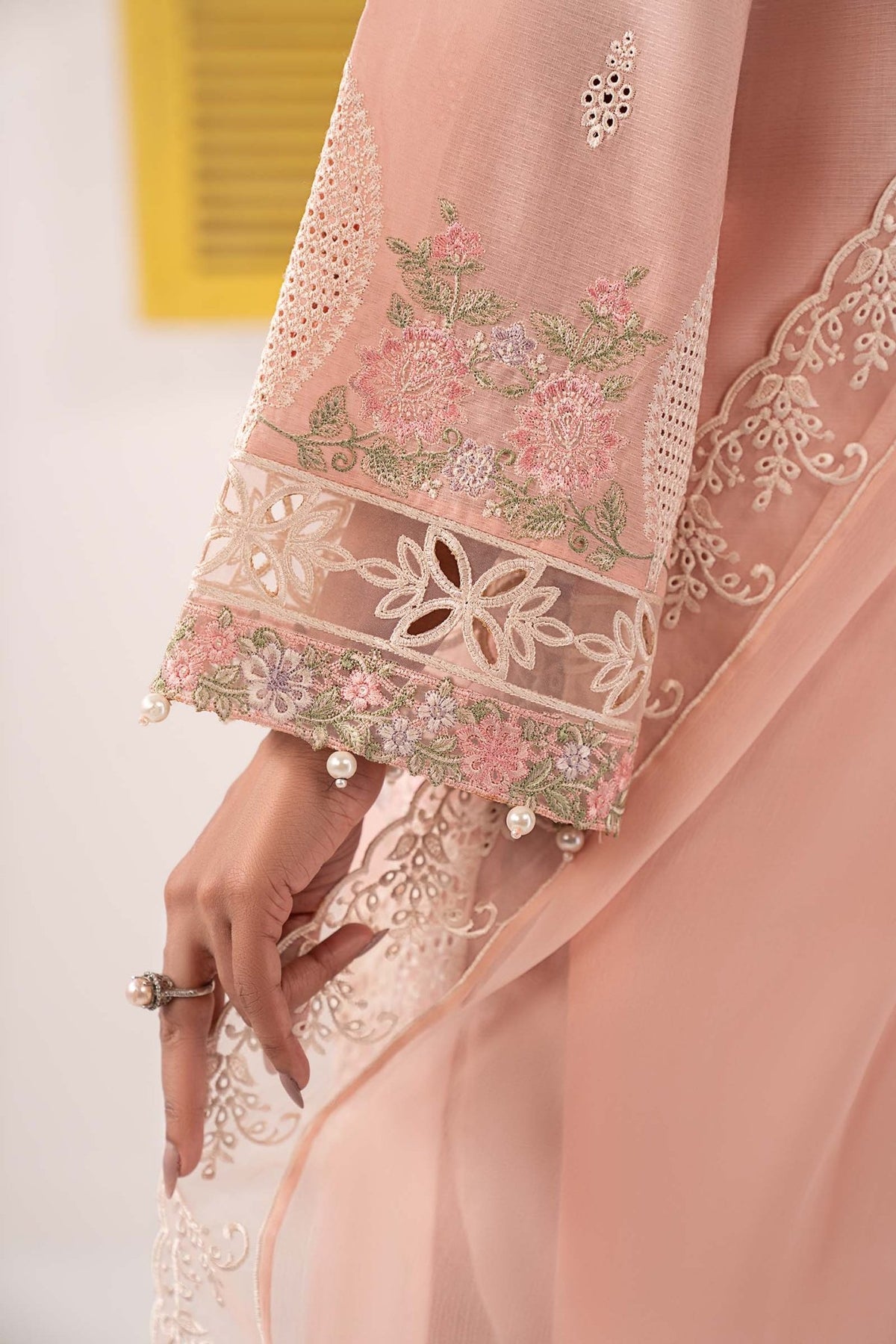 Maria B | RTW | 3 Piece Embroidered Dobby Lawn Suit-Brand:Maria B-Type:Luxury Pret-Pink - House of Maryam- Buy in UK, USA