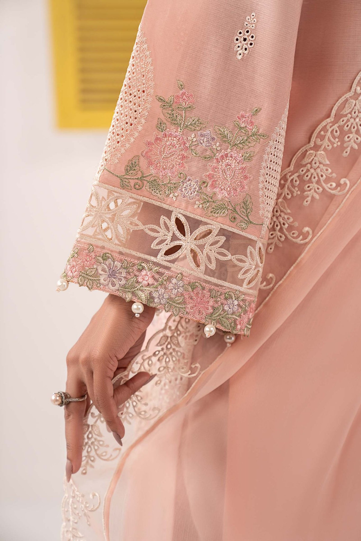 Maria B | RTW | 3 Piece Embroidered Dobby Lawn Suit-Brand:Maria B-Type:Luxury Pret-Pink - House of Maryam- Buy in UK, USA