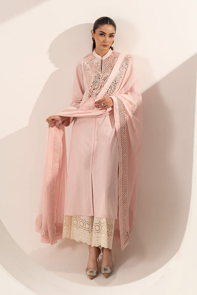 Maria B | RTW | 3 Piece Embroidered Dobby Lawn Suit-Brand:Maria B-Type:Luxury Pret-Pink - House of Maryam- Buy in UK, USA
