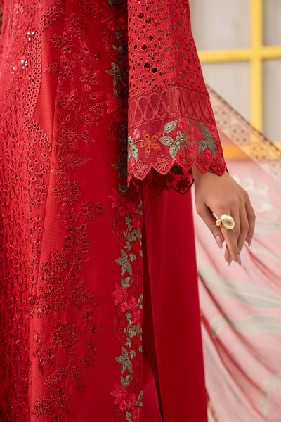 Maria B | RTW | 3 Piece Embroidered Dobby Lawn Suit-Brand:Maria B-Type:Luxury Pret-Red - House of Maryam- Buy in UK, USA