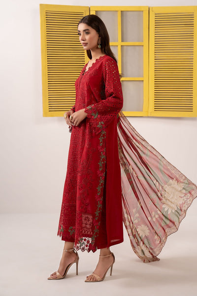 Maria B | RTW | 3 Piece Embroidered Dobby Lawn Suit-Brand:Maria B-Type:Luxury Pret-Red - House of Maryam- Buy in UK, USA