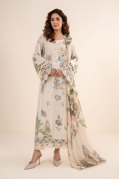 Maria B | RTW | 3 Piece Embroidered Dobby Lawn Suit-Brand:Maria B-Type:Luxury Pret-White - House of Maryam- Buy in UK, USA