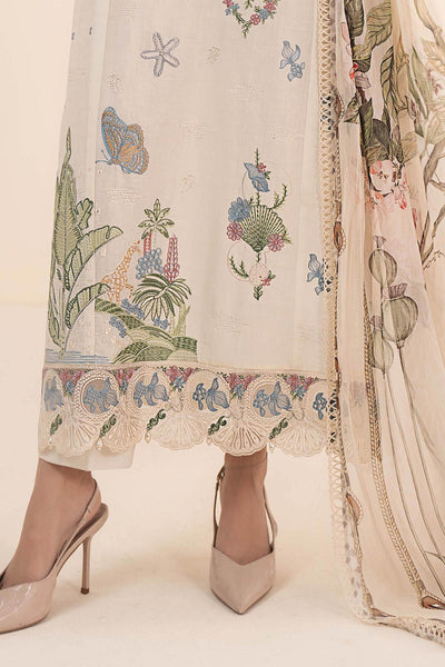 Maria B | RTW | 3 Piece Embroidered Dobby Lawn Suit-Brand:Maria B-Type:Luxury Pret-White - House of Maryam- Buy in UK, USA