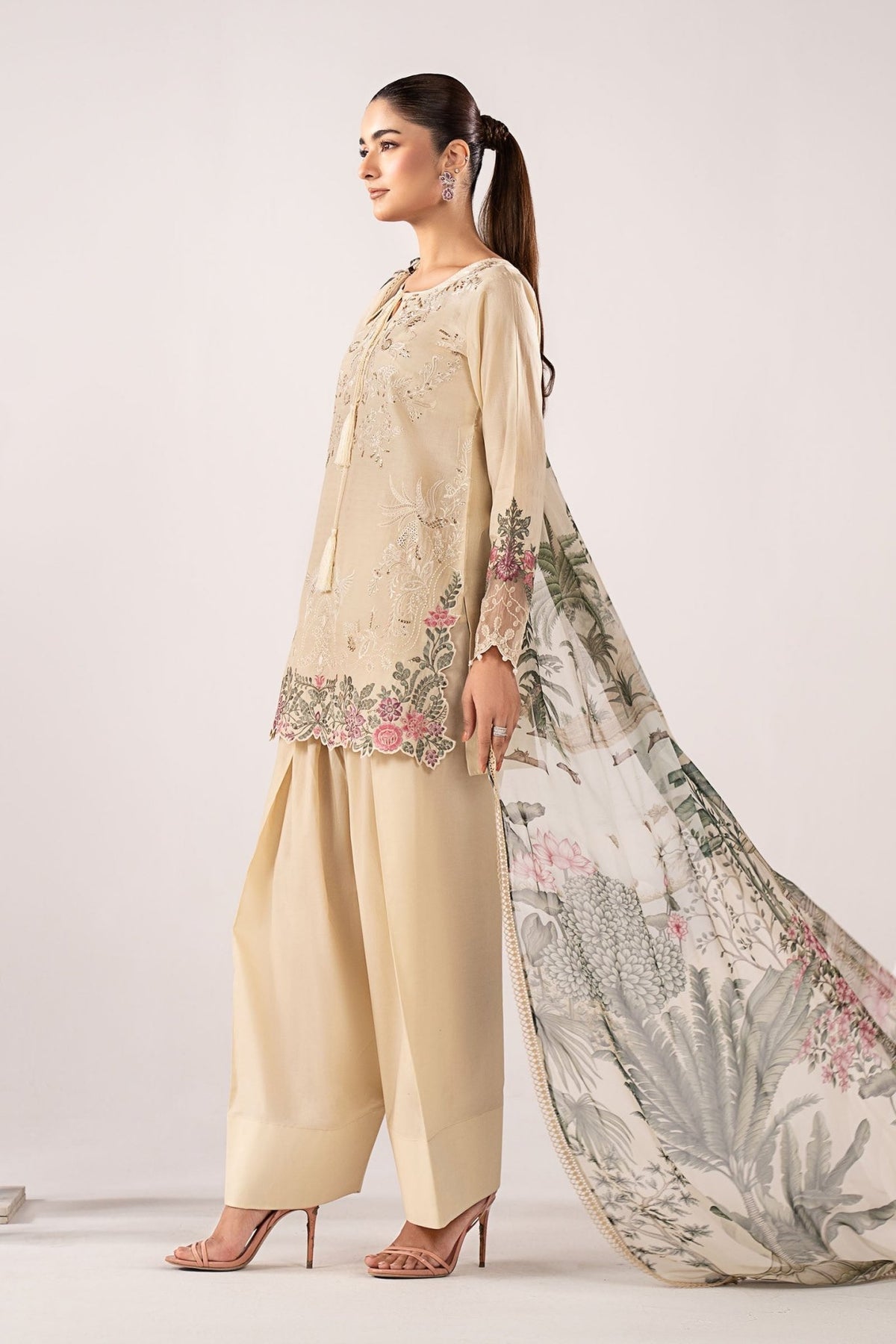 Maria B | RTW | 3 Piece Embroidered Dobby Lawn Suit-Brand:Maria B-Type:Luxury Pret-White - House of Maryam- Buy in UK, USA