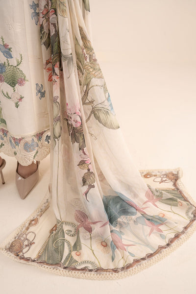 Maria B | RTW | 3 Piece Embroidered Dobby Lawn Suit-Brand:Maria B-Type:Luxury Pret-White - House of Maryam- Buy in UK, USA