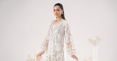 Maria B | RTW | 3 Piece Embroidered Dobby Lawn Suit-Brand:Maria B-Type:Luxury Pret-White - House of Maryam- Buy in UK, USA