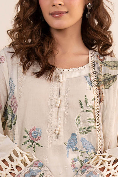 Maria B | RTW | 3 Piece Embroidered Dobby Lawn Suit-Brand:Maria B-Type:Luxury Pret-White - House of Maryam- Buy in UK, USA