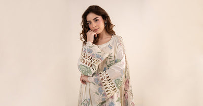 Maria B | RTW | 3 Piece Embroidered Dobby Lawn Suit-Brand:Maria B-Type:Luxury Pret-White - House of Maryam- Buy in UK, USA