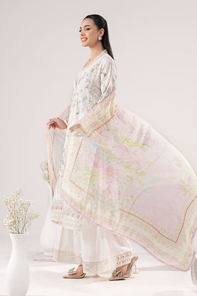 Maria B | RTW | 3 Piece Embroidered Dobby Lawn Suit-Brand:Maria B-Type:Luxury Pret-White - House of Maryam- Buy in UK, USA