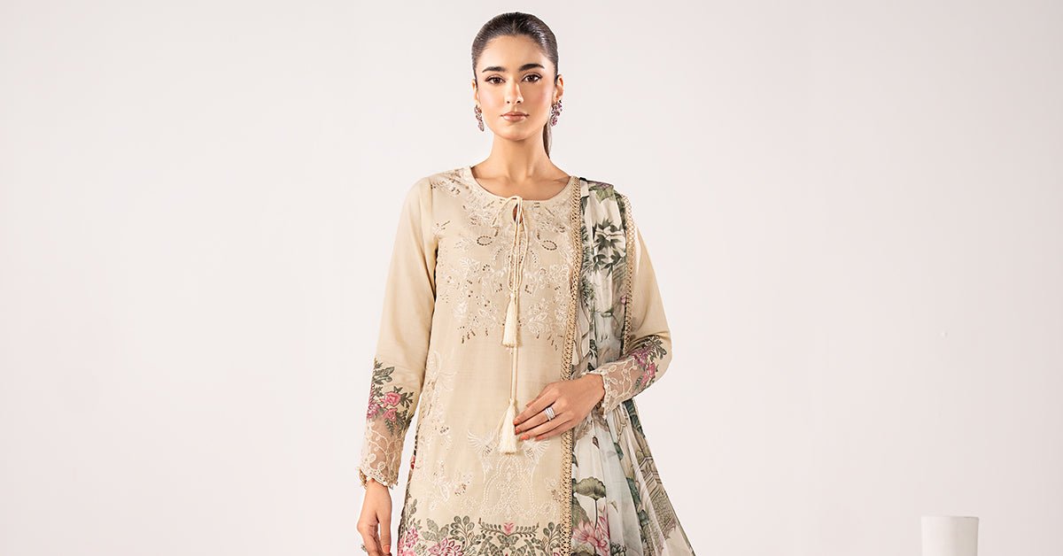 Maria B | RTW | 3 Piece Embroidered Dobby Lawn Suit-Brand:Maria B-Type:Luxury Pret-White - House of Maryam- Buy in UK, USA