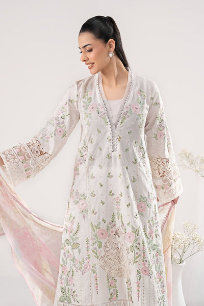 Maria B | RTW | 3 Piece Embroidered Dobby Lawn Suit-Brand:Maria B-Type:Luxury Pret-White - House of Maryam- Buy in UK, USA