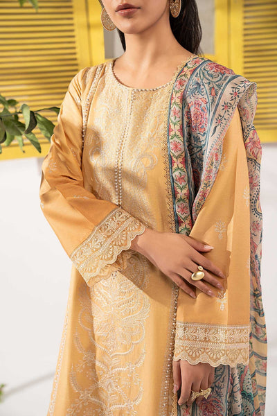 Maria B | RTW | 3 Piece Embroidered Dobby Lawn Suit-Brand:Maria B-Type:Luxury Pret-Yellow - House of Maryam- Buy in UK, USA