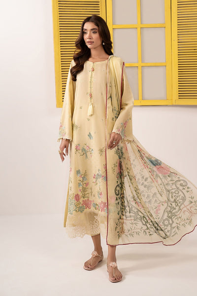 Maria B | RTW | 3 Piece Embroidered Dobby Lawn Suit-Brand:Maria B-Type:Luxury Pret-Yellow - House of Maryam- Buy in UK, USA