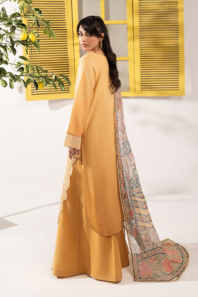 Maria B | RTW | 3 Piece Embroidered Dobby Lawn Suit-Brand:Maria B-Type:Luxury Pret-Yellow - House of Maryam- Buy in UK, USA