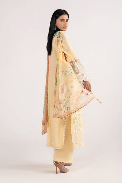 Maria B | RTW | 3 Piece Embroidered Dobby Lawn Suit-Brand:Maria B-Type:Luxury Pret-Yellow - House of Maryam- Buy in UK, USA