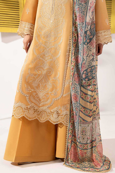 Maria B | RTW | 3 Piece Embroidered Dobby Lawn Suit-Brand:Maria B-Type:Luxury Pret-Yellow - House of Maryam- Buy in UK, USA