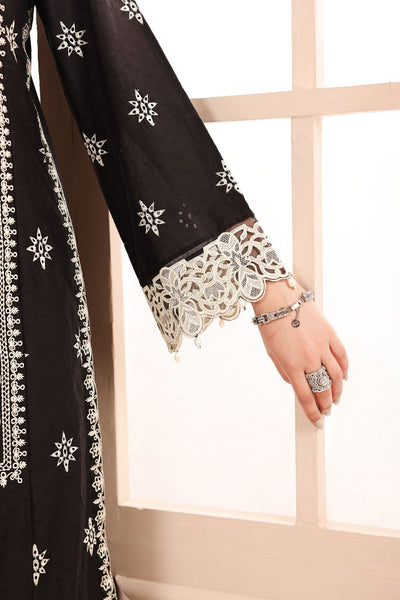 Maria B | RTW | 3 Piece Embroidered Dobby Suit-Brand:Maria B-Type:Luxury Pret-Black - House of Maryam- Buy in UK, USA