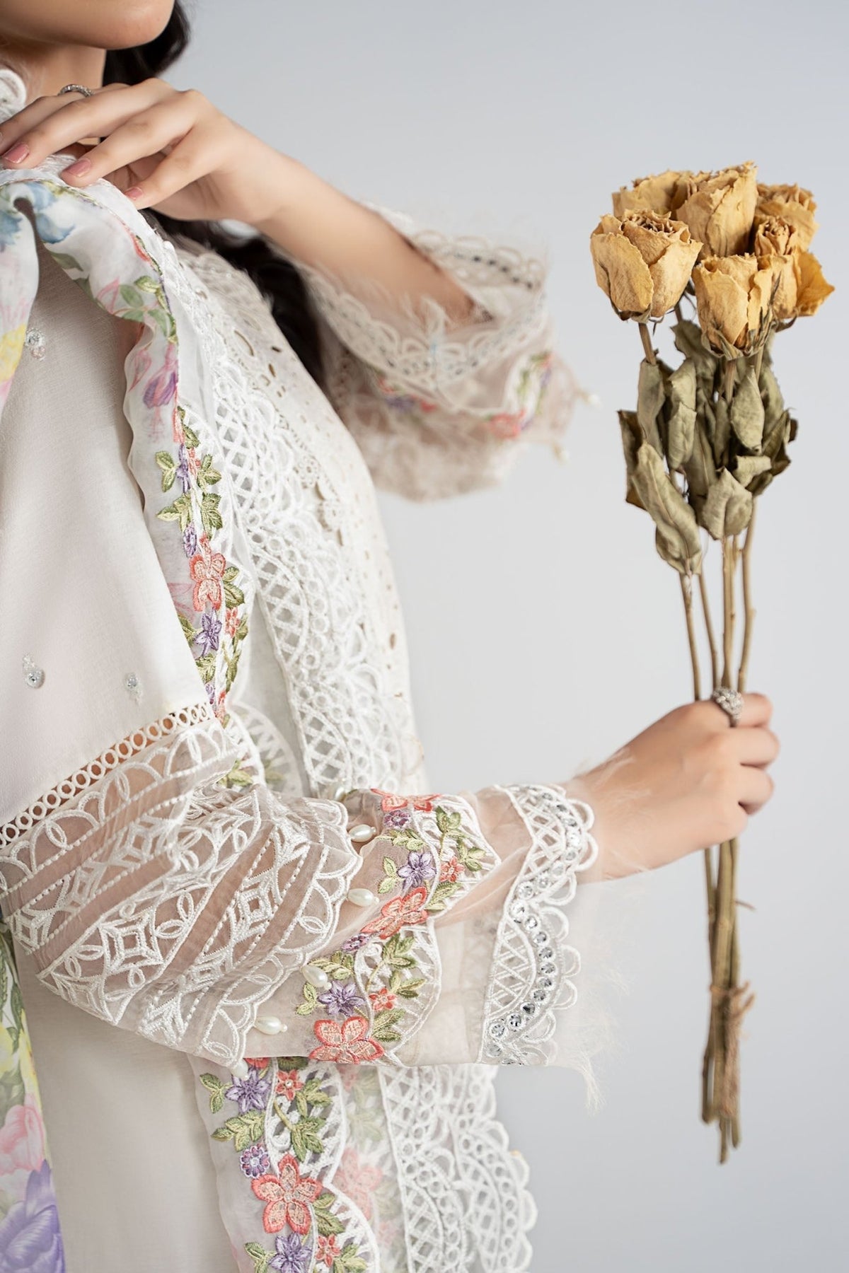 Maria B | RTW | 3 Piece Embroidered Dobby Suit-Brand:Maria B-Type:Luxury Pret-White - House of Maryam- Buy in UK, USA