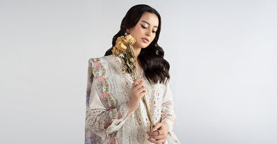 Maria B | RTW | 3 Piece Embroidered Dobby Suit-Brand:Maria B-Type:Luxury Pret-White - House of Maryam- Buy in UK, USA