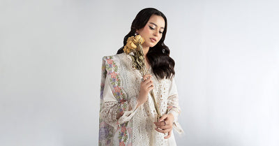 Maria B | RTW | 3 Piece Embroidered Dobby Suit-Brand:Maria B-Type:Luxury Pret-White - House of Maryam- Buy in UK, USA