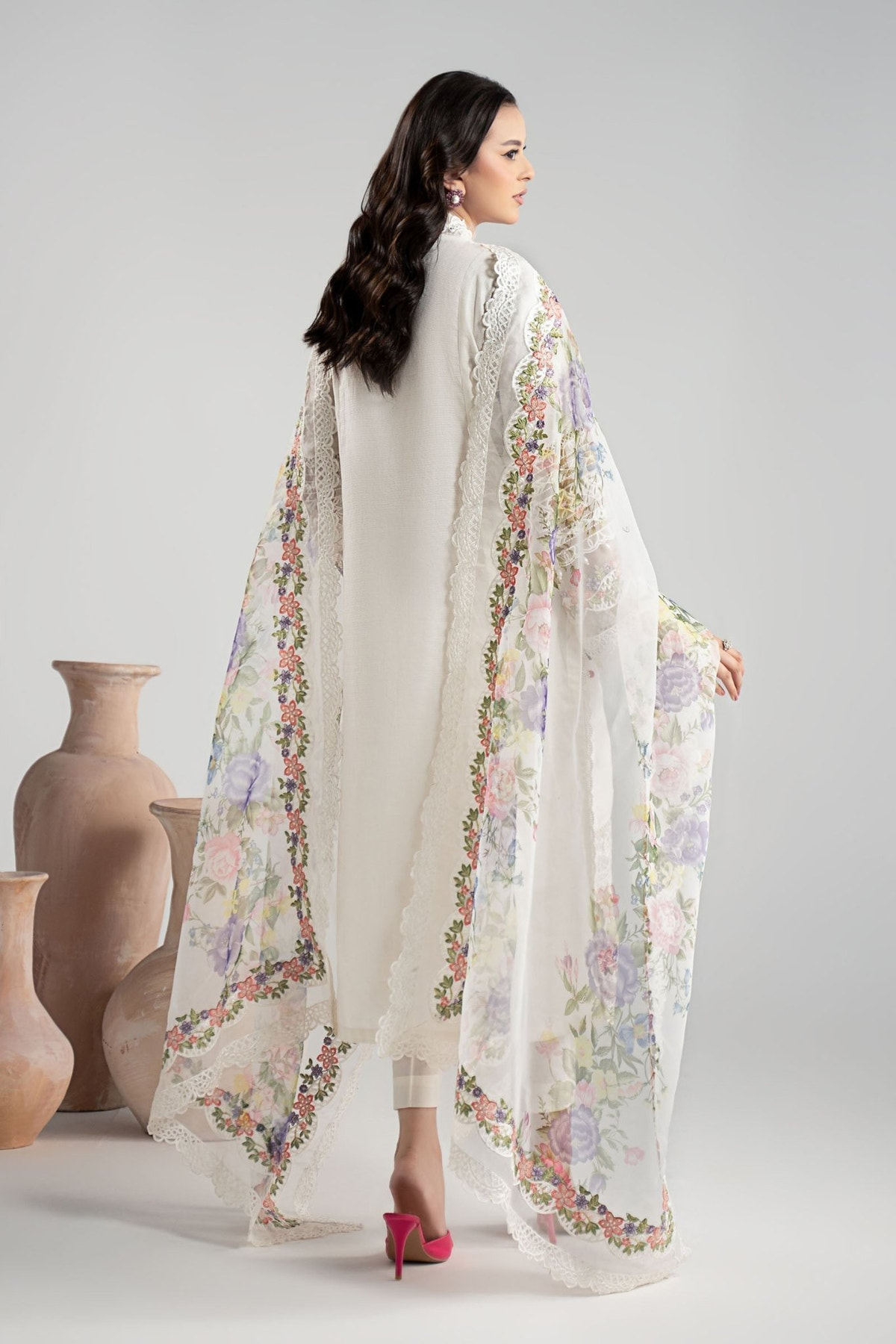 Maria B | RTW | 3 Piece Embroidered Dobby Suit-Brand:Maria B-Type:Luxury Pret-White - House of Maryam- Buy in UK, USA