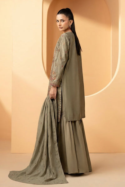 Maria B | RTW | 3 Piece Embroidered Double Warp Silk Suit-Brand:Maria B-Type:Luxury Pret-Beige - House of Maryam- Buy in UK, USA
