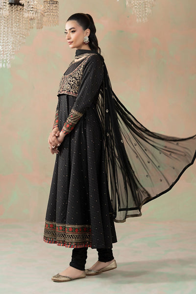 Maria B | RTW | 3 Piece Embroidered Filament Viscose Suit-Brand:Maria B-Type:Luxury Pret-Black - House of Maryam- Buy in UK, USA