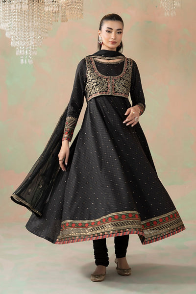 Maria B | RTW | 3 Piece Embroidered Filament Viscose Suit-Brand:Maria B-Type:Luxury Pret-Black - House of Maryam- Buy in UK, USA