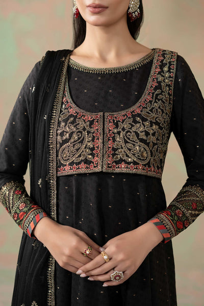 Maria B | RTW | 3 Piece Embroidered Filament Viscose Suit-Brand:Maria B-Type:Luxury Pret-Black - House of Maryam- Buy in UK, USA