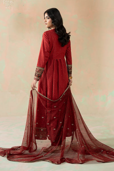 Maria B | RTW | 3 Piece Embroidered Filament Viscose Suit-Brand:Maria B-Type:Luxury Pret-Red - House of Maryam- Buy in UK, USA