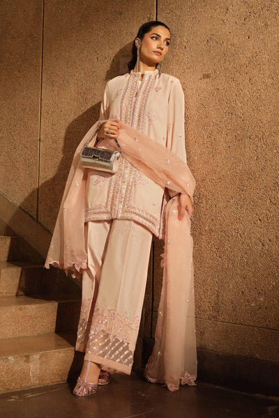 Maria B | RTW | 3 Piece Embroidered Georgette Suit-Brand:Maria B-Type:Luxury Formals-Pink - House of Maryam- Buy in UK, USA