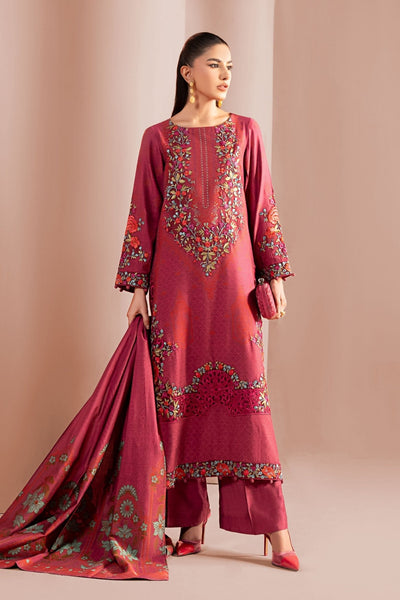 Maria B | RTW | 3 Piece Embroidered Jacquard Suit-Brand:Maria B-Type:Luxury Pret-Pink - House of Maryam- Buy in UK, USA